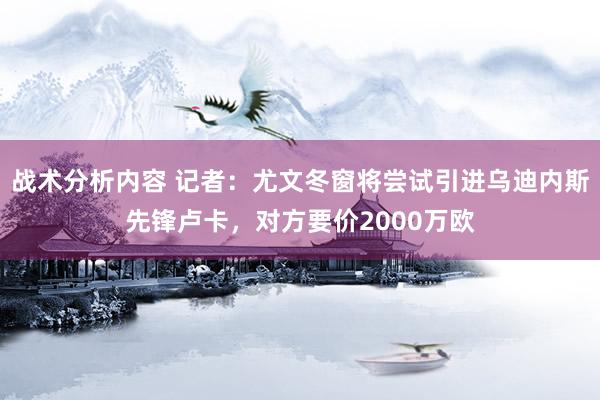 战术分析内容 记者：尤文冬窗将尝试引进乌迪内斯先锋卢卡，对方要价2000万欧