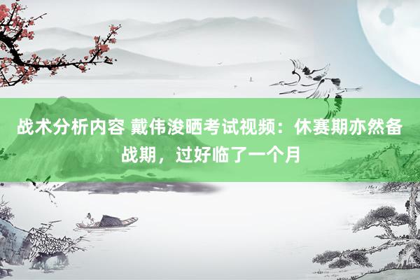 战术分析内容 戴伟浚晒考试视频：休赛期亦然备战期，过好临了一个月