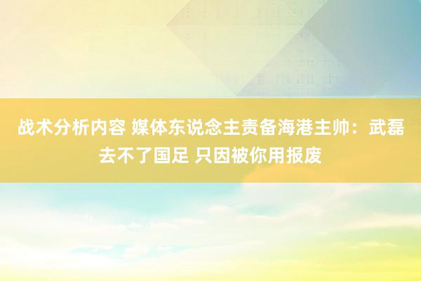 战术分析内容 媒体东说念主责备海港主帅：武磊去不了国足 只因被你用报废